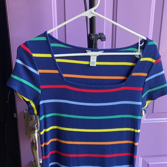 Navy blue stripped dress. - Picture 2 of 4